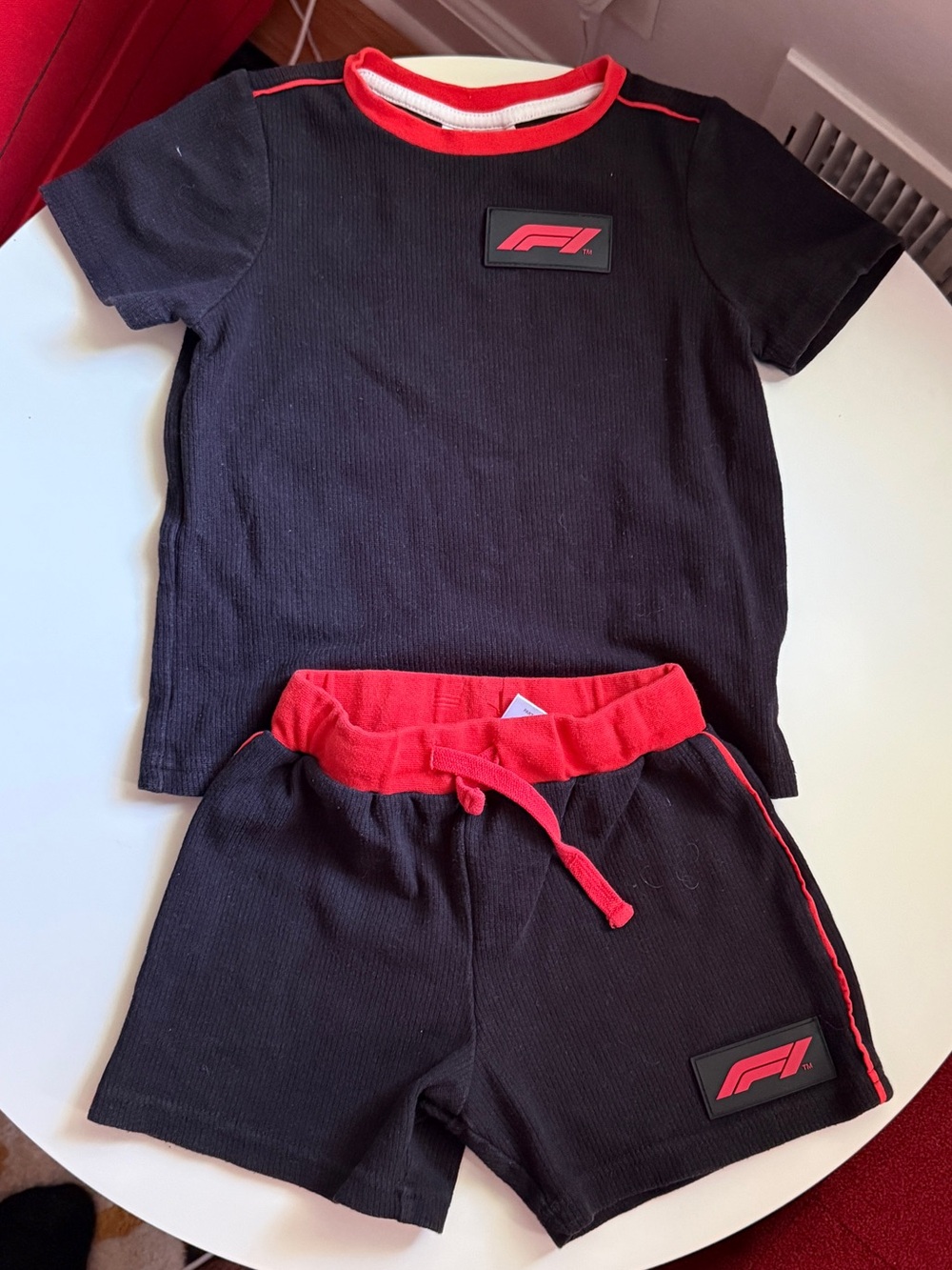 F1 Formula 1 Kids Black and Red Matching Tee & Shorts Set 2-3T